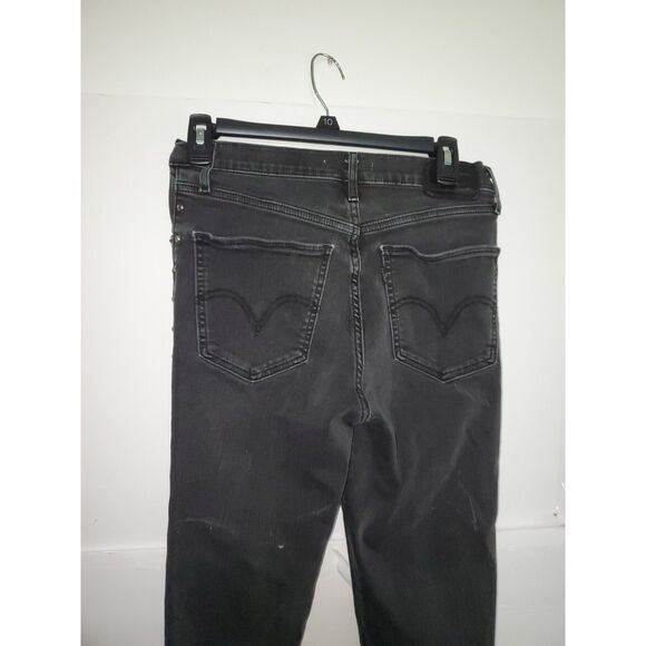 Levi's Premium Mile High Super Skinny Black Jeans Rhinestones Distressed Size 27 - Picture 8 of 13